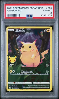 2021 POKEMON CELEBRATIONS #005 FULL ART/PIKACHU PSA 8 - Image 1
