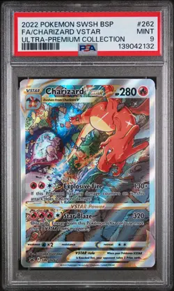 2022 POKEMON SWSH BLACK STAR PROMO #262 FULL ART/CHARIZARD VSTAR PSA 9 - Image 1