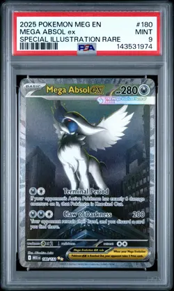 2025 POKEMON MEG EN-MEGA EVOLUTION SPECIAL ILLUSTRATION RARE MEGA ABSOL EX PSA 9 - Image 1