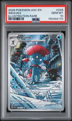 2026 POKEMON ASC EN-ASCENDED HEROES ILLUSTRATION RARE #228 WEAVILE PSA 10 - Image 1
