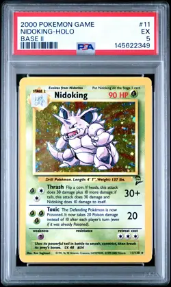 2000 POKEMON BASE SET 2 #11 NIDOKING-HOLO PSA 5 - Image 1