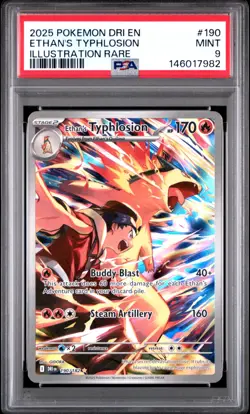 2025 POKEMON DRI EN-DESTINED RIVALS ILLUSTRATION RARE ETHAN'S TYPHLOSION PSA 9 - Image 1
