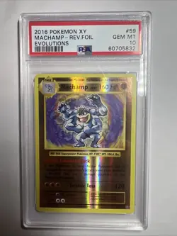 Pokemon Card Machamp 59/108 Reverse Holo Rare XY Evolutions 2016 PSA 10 - Image 1