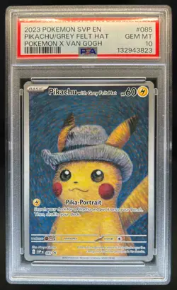 2023 Pokemon X Van Gogh SVP EN Pikachu with Grey Felt Hat Full Art #085 PSA 10 - Image 1