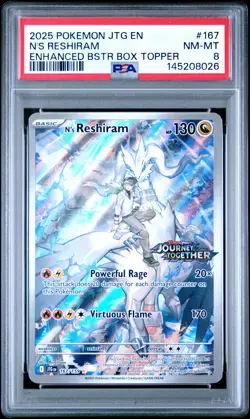 2025 POKEMON JTG EN-JOURNEY TOGETHER ENHANCED BOOSTER BOX N'S RESHIRAM PSA 8 - Image 1