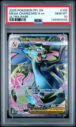 2025 POKEMON PFL EN-PHANTASMAL FLAMES ULTRA RARE #109 MEGA CHARIZARD X EX PSA 10 - Image 1