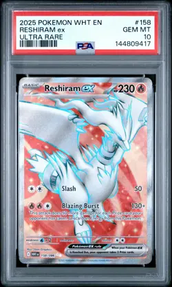 2025 POKEMON WHT EN-WHITE FLARE ULTRA RARE #158 RESHIRAM EX PSA 10 - Image 1