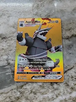 Aggron VMAX Metal Gold Foil Pokemon Card Fan Art Card HP750 97/172 - Image 1