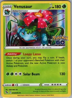 Venusaur Holo Rare Pokemon GO 003/078 NM - Image 1