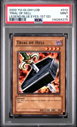 2002 YU-GI-OH! LEGEND OF BLUE EYES WHITE DRAGON 1ST EDITION TRIAL OF HELL PSA 9 - Image 1