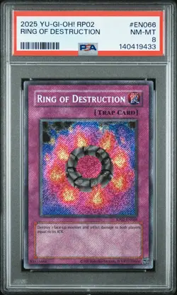 2025 YU-GI-OH! RP02-RETRO PACK 2 #EN066 RING OF DESTRUCTION PSA 8 - Image 1