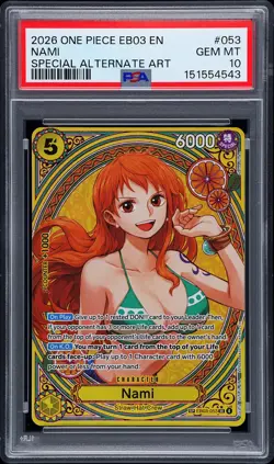 One Piece Nami (SP) EB03-53 Extra Booster: Heroines Edition Gem Mint PSA 10 - Image 1