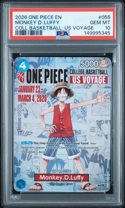 2026 ONE PIECE PROMOS COLLEGE BASKETBALL : US VOYAGE MONKEY D. LUFFY PSA 10 - Image 1