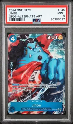 2024 ONE PIECE OP07-500 YEARS IN THE FUTURE #045 JINBE ALTERNATE ART PSA 9 - Image 1