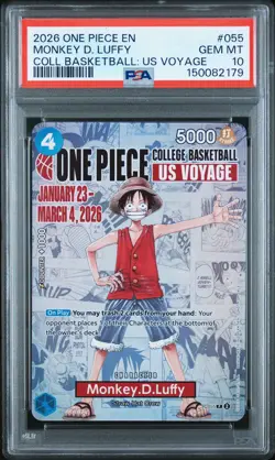2026 ONE PIECE PROMOS COLLEGE BASKETBALL : US VOYAGE MONKEY D. LUFFY PSA 10 - Image 1