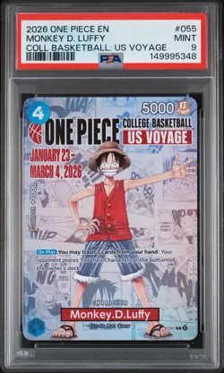2026 ONE PIECE PROMOS COLLEGE BASKETBALL : US VOYAGE #055 MONKEY D. LUFFY PSA 9 - Image 1