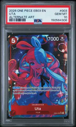 2026 ONE PIECE EB03-ONE PIECE HEROINES EDITION ALT ART #003 UTA PSA 10 - Image 1