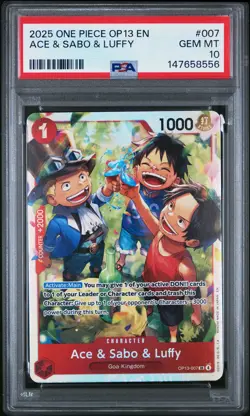 2025 ONE PIECE OP13-CARRYING ON HIS WILL #007 ACE & SABO & LUFFY PSA 10 - Image 1