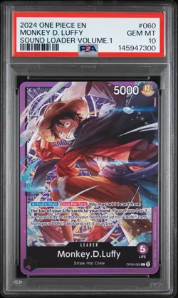 2024 ONE PIECE PROMOS SOUND LOADER VOLUME.1 #060 MONKEY D. LUFFY PSA 10 - Image 1