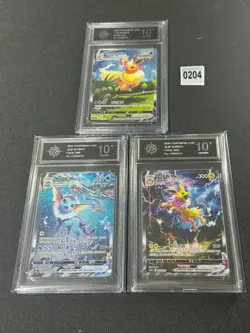 Pokemon Chinese 3PC Card Jolteon Flareon Vaporeon VMAX CSHC-003 006 009 Grade 10 - Image 1