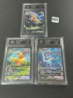 Pokemon Chinese 3PC Card Jolteon Flareon Vaporeon VMAX CSHC-003 006 009 Grade 10 - Image 1
