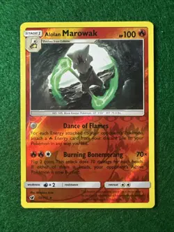 Alolan Marowak 12/111 Reverse Holo Rare Sun & Moon Crimson Invasion Pokemon Card - Image 1