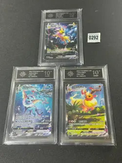 Pokemon Chinese 3PC Card Jolteon Flareon Vaporeon VMAX CSHC-003 006 009 Grade 10 - Image 1