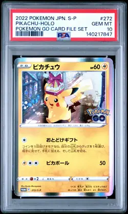 2022 POKEMON JPN S PROMO POKEMON GO CARD FILE SET #272 PIKACHU-HOLO PSA 10 - Image 1