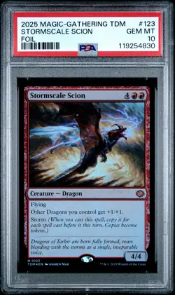2025 MTG TARKIR: DRAGONSTORM FOIL #0123 STORMSCALE SCION PSA 10 - Image 1