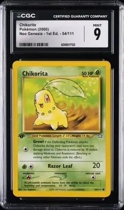 2000 POKEMON NEO GENESIS - 1ST ED #54/111 CHIKORITA CGC 9 - Image 1