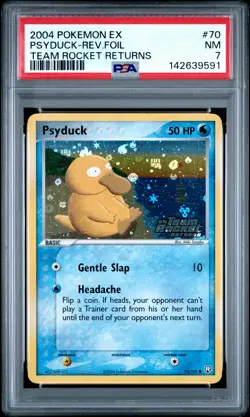 2004 POKEMON EX TEAM ROCKET RETURNS #70 PSYDUCK-REVERSE FOIL PSA 7 - Image 1