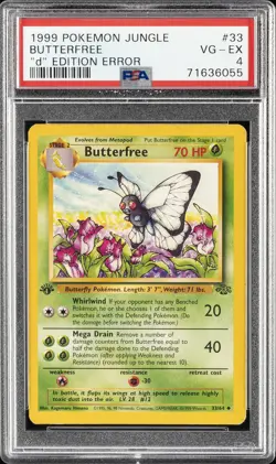 1999 POKEMON JUNGLE "D" EDITION ERR #33 BUTTERFREE PSA 4 - Image 1