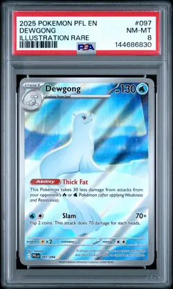 2025 POKEMON PFL EN-PHANTASMAL FLAMES ILLUSTRATION RARE #097 DEWGONG PSA 8 - Image 1
