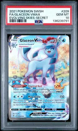2021 POKEMON SWORD & SHIELD EVOLVING SKIES SECRET FULL ART/GLACEON VMAX PSA 10 - Image 1