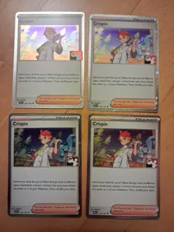 4 x Crispin Holo Pokemon Prize Pack Series 7 Promo Pokemon Card NM/LP Stamp - Image 1