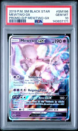 2019 POKEMON SM BLACK STAR PROMO DETECTIVE PIKACHU MEWTWO-GX MEWTWO GX PSA 10 - Image 1