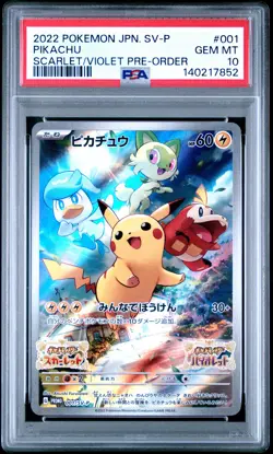 2022 POKEMON JPN SV PROMO SCARLET & VIOLET PRE-ORDER #001 PIKACHU PSA 10 - Image 1