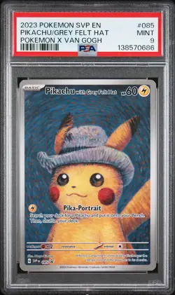 2023 POKEMON SVP EN-SV BLACK STAR PROMO #085 PIKACHU WITH GREY FELT HAT PSA 9 - Image 1