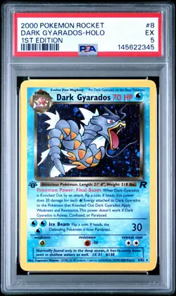2000 POKEMON ROCKET 1ST EDITION #8 DARK GYARADOS-HOLO PSA 5 - Image 1