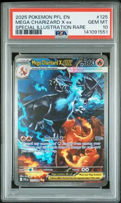 2025 POKEMON PFL EN-SPECIAL ILLUSTRATION RARE #125 MEGA CHARIZARD X EX PSA 10 - Image 1