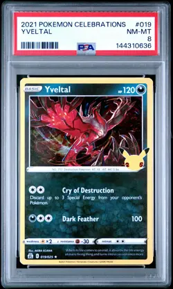 2021 POKEMON CELEBRATIONS #019 YVELTAL PSA 8 - Image 1