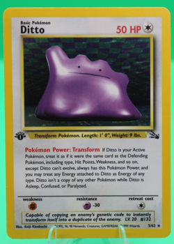 1999 Pokemon TCG Fossil Ditto 1st Edition Holo Rare 3/62 LP - Image 1