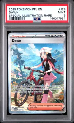 2025 POKEMON PFL EN-PHANTASMAL FLAMES SPECIAL ILLUSTRATION RARE #129 DAWN PSA 9 - Image 1