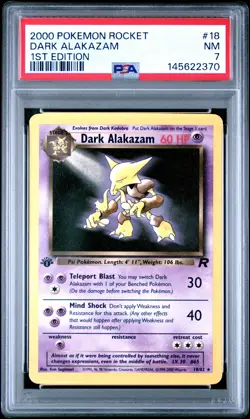 2000 POKEMON ROCKET 1ST EDITION #18 DARK ALAKAZAM PSA 7 - Image 1