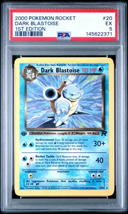 2000 POKEMON ROCKET 1ST EDITION #20 DARK BLASTOISE PSA 5 - Image 1
