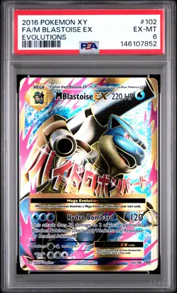 2016 POKEMON XY EVOLUTIONS #102 FULL ART/M BLASTOISE EX PSA 6 - Image 1