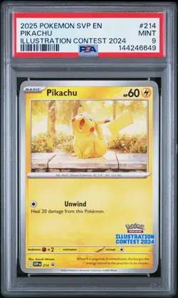 2025 POKEMON SVP EN-SV BLACK STAR PROMO ILLUSTRATION CONTEST 2024 PIKACHU PSA 9 - Image 1