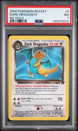 2000 POKEMON ROCKET NO HOLO #5 DARK DRAGONITE PSA 7 - Image 1