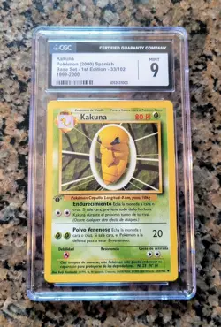 Kakuna 1st Edition Base Set Pokemon Card CGC 9 MINT Spanish #33/102 Vintage 1999 - Image 1