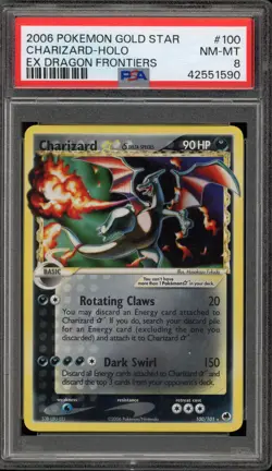 Pokemon Charizard Gold Star EX Dragon Frontiers Holo Ultra Rare #100 PSA 8 - Image 1